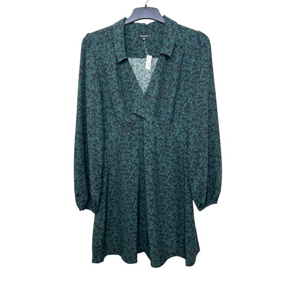 Madewell Long-Sleeve Mini Shirtdress In Floral Green Print Size 8 Womens Dress - Picture 7 of 16